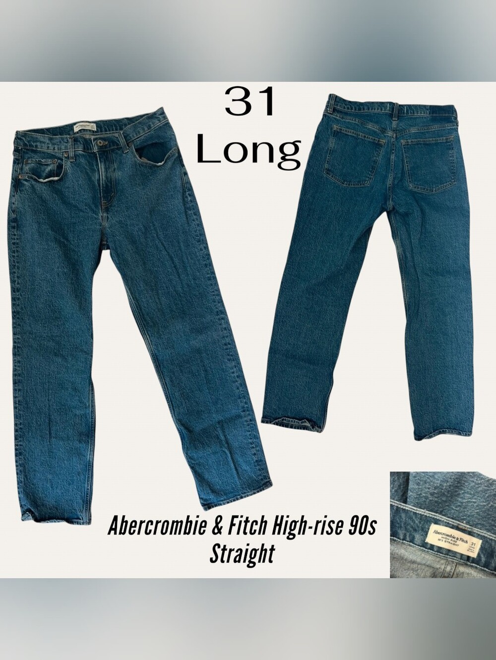 Abercrombie & Fitch High-Rise 90's Straight Jeans - Blue